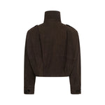 MY ESSENTIAL WARDROBE MWPetra Suede Pleat Jacket in Dark Brown
