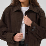 MY ESSENTIAL WARDROBE MWPetra Suede Pleat Jacket in Dark Brown