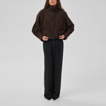 MY ESSENTIAL WARDROBE MWPetra Suede Pleat Jacket in Dark Brown