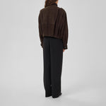 MY ESSENTIAL WARDROBE MWPetra Suede Pleat Jacket in Dark Brown