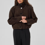 MY ESSENTIAL WARDROBE MWPetra Suede Pleat Jacket in Dark Brown