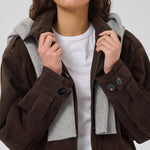 MY ESSENTIAL WARDROBE MWPetra Suede Pleat Jacket in Dark Brown