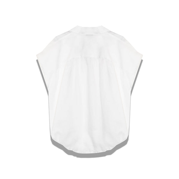 MILLA Short Sleeve Drawstring Shirt in White