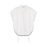 MILLA Short Sleeve Drawstring Shirt in White