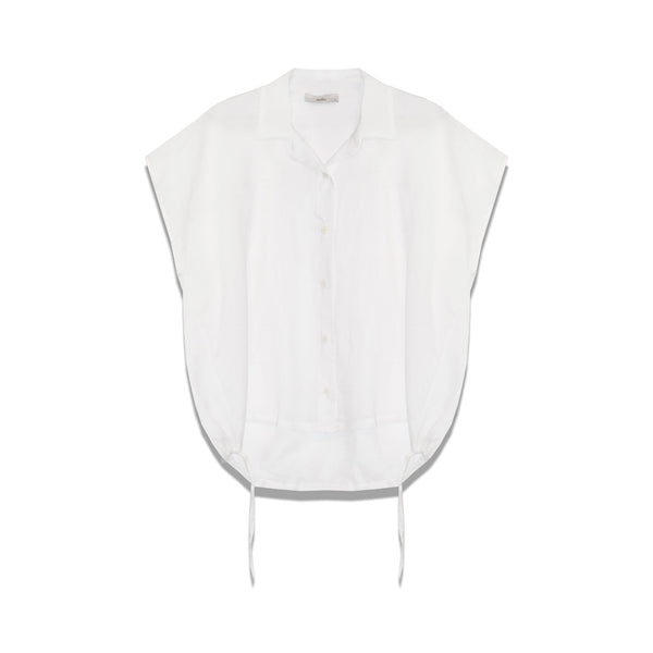 MILLA Short Sleeve Drawstring Shirt in White
