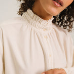 SACRECOEUR Soline Baby Corduroy Velvet Blouse in Ecru