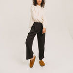 SACRECOEUR Soline Baby Corduroy Velvet Blouse in Ecru