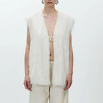 ALYSI Fringed Gilet in Meringue