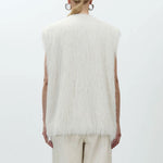 ALYSI Fringed Gilet in Meringue