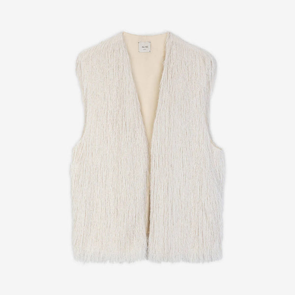 ALYSI Fringed Gilet in Meringue