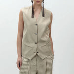 ALYSI Striped Waistcoat in Sage