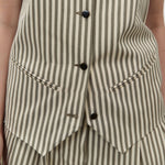 ALYSI Striped Waistcoat in Sage
