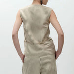 ALYSI Striped Waistcoat in Sage