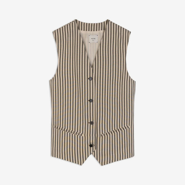 ALYSI Striped Waistcoat in Sage