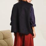 SACRECOEUR Antonia Check Reversible Wool Vest in Blue