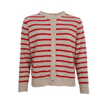 BLACK COLOUR Dell Striped Knit Cardigan in Red