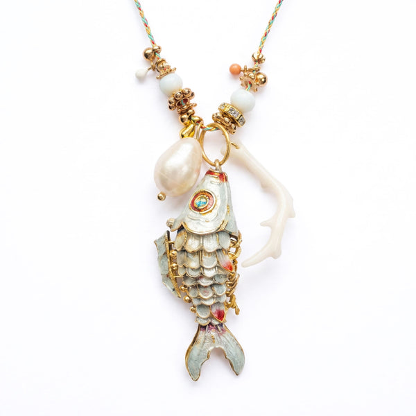 PHILIPPA KUNISCH L Fish Necklace in White