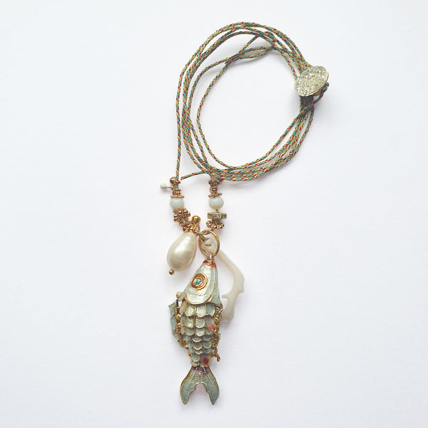 PHILIPPA KUNISCH L Fish Necklace in White