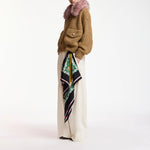 ESSENTIEL ANTWERP Kanada Knitted Jacket with Fur in Camel/Pink