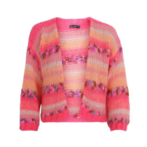 BLACK COLOUR Lagoon Multi Stripe Cardigan in Peach Multi