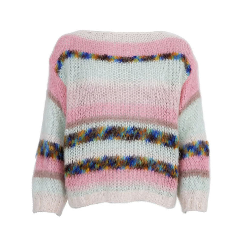 BLACK COLOUR Minty Striped Jumper in Minty Rose