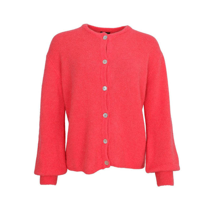 BLACK COLOUR Bella Knit Cardigan in Coral red