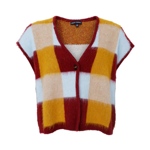 BLACK COLOUR BCChess Knit Vest in Plum