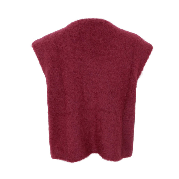 BLACK COLOUR BCBjoerk Knitted Button Vest in Plum