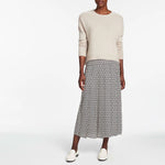 CEFINN Pleated Maxi Skirt in Ecru/Black
