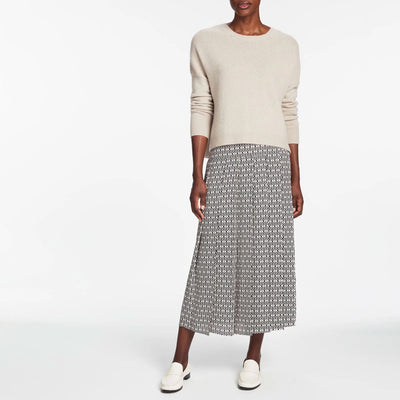 CEFINN Pleated Maxi Skirt in Ecru/Black