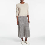 CEFINN Pleated Maxi Skirt in Ecru/Black