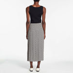 CEFINN Pleated Maxi Skirt in Ecru/Black