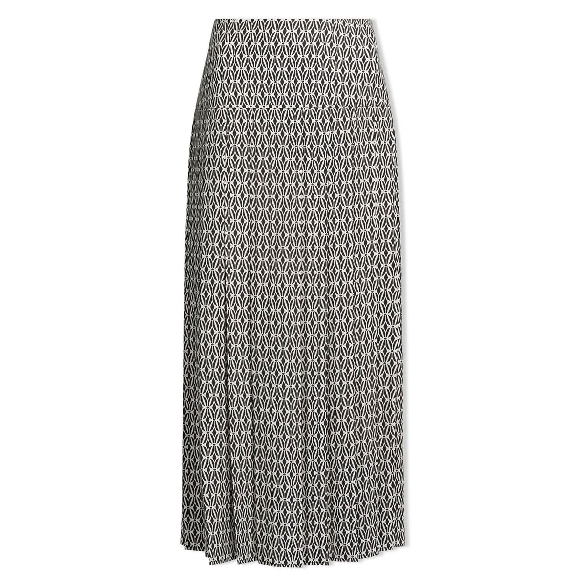 CEFINN Pleated Maxi Skirt in Ecru/Black