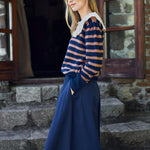 BLACK COLOUR BCDell Puff Stripe Cardigan in Navy