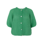 BLACK COLOUR BCBjoerk Patent Knit Short Sleeve Cardigan in Green