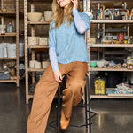 BLACK COLOUR BCDell Short Sleeved Cardigan in Light Blue