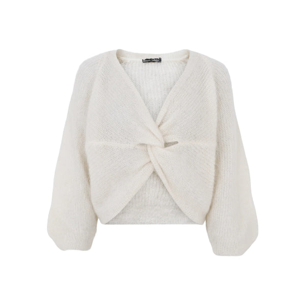 BLACK COLOUR BCBjoerk Reversible Cross Jumper in Off White