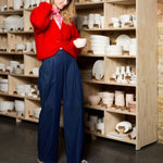 BLACK COLOUR BCBjoerk Reversible Cross Jumper in Red