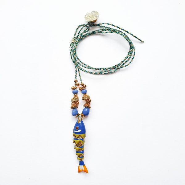 PHILIPPA KUNISCH M Fish Necklace in Blue