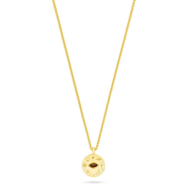 TALIS CHAINS Lucky Amulet Pendant Necklace- Evil Eye in Tigers Eye