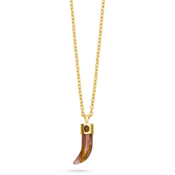 TALIS CHAINS Shark Tooth Pendant Necklace in Red Watermelon Skin