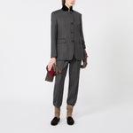 WEEKEND MAX MARA Inserimento - WKIMartora Wool Tweed Jacket with Velvet Collar in Medium Grey