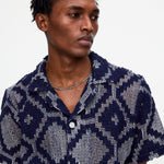 OAS Trastevere Cuba Crochet Shirt in Navy