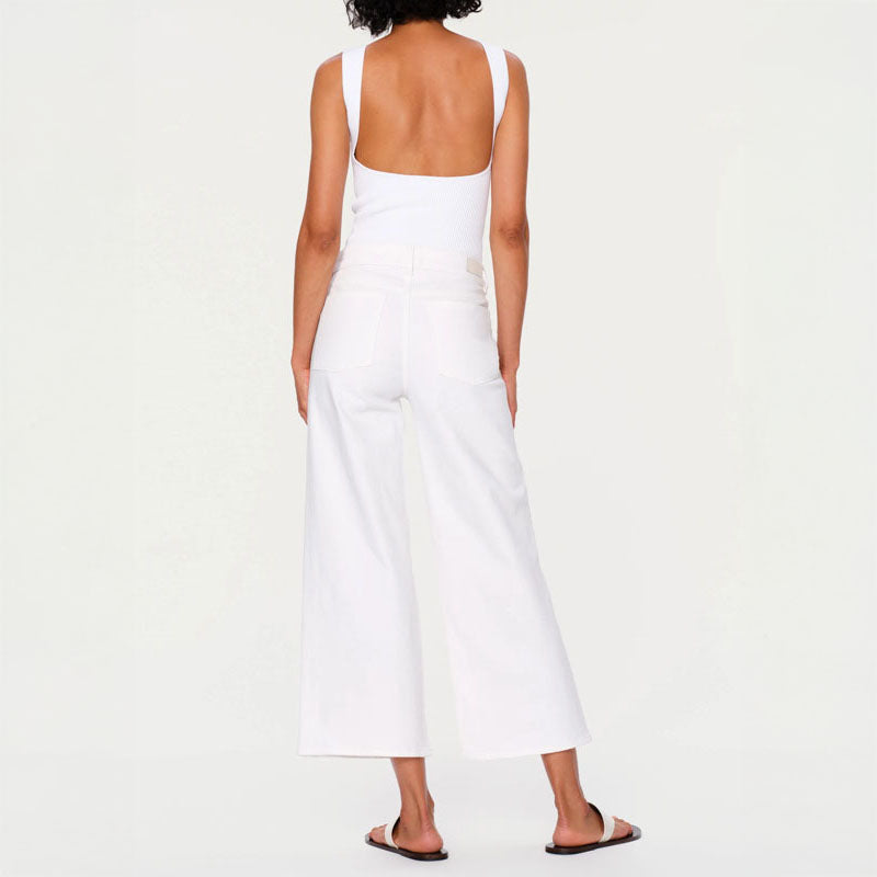 DL1961 Hepburn Wide Leg Mid Rise Ankle Jeans in White