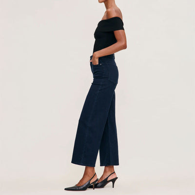 DL1961 Hepburn Wide Leg High Rise Ankle Jeans in Flatiron