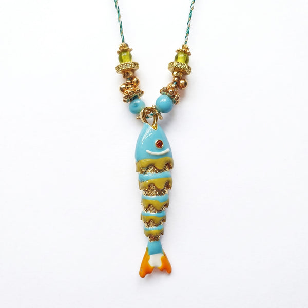 PHILIPPA KUNISCH M Fish Necklace in Turquoise