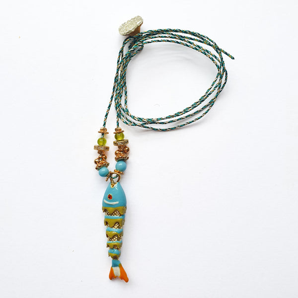 PHILIPPA KUNISCH M Fish Necklace in Turquoise