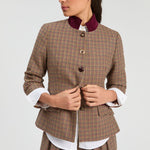 VILAGALLO Dori Houndstooth Jacket  in Burgundy