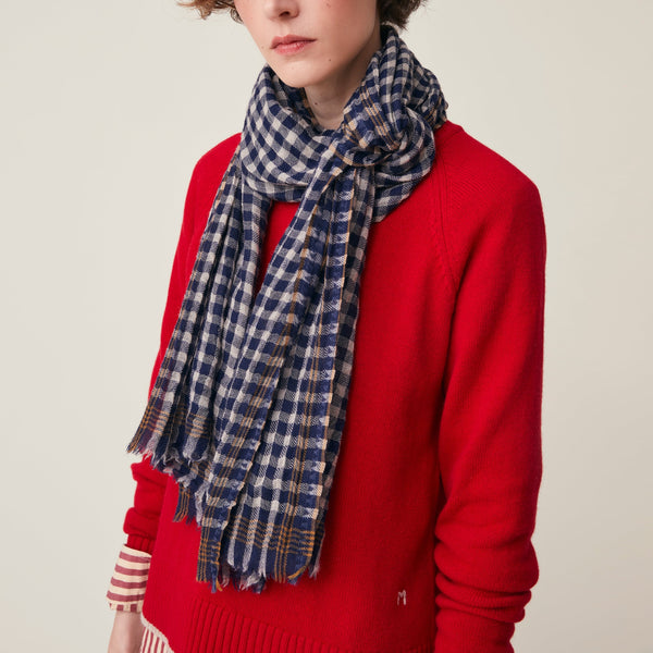 MOISMONT Vichy No693 Check Scarf in Dream