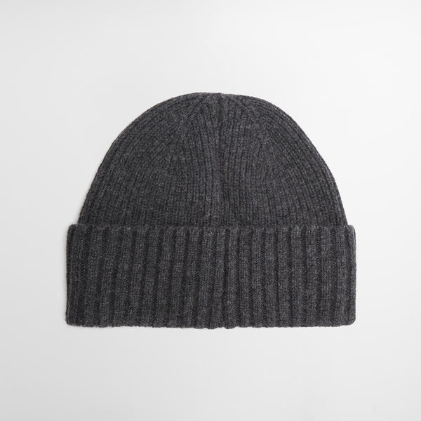 BARBOUR Danforth Knitted Beanie Hat in Charcoal